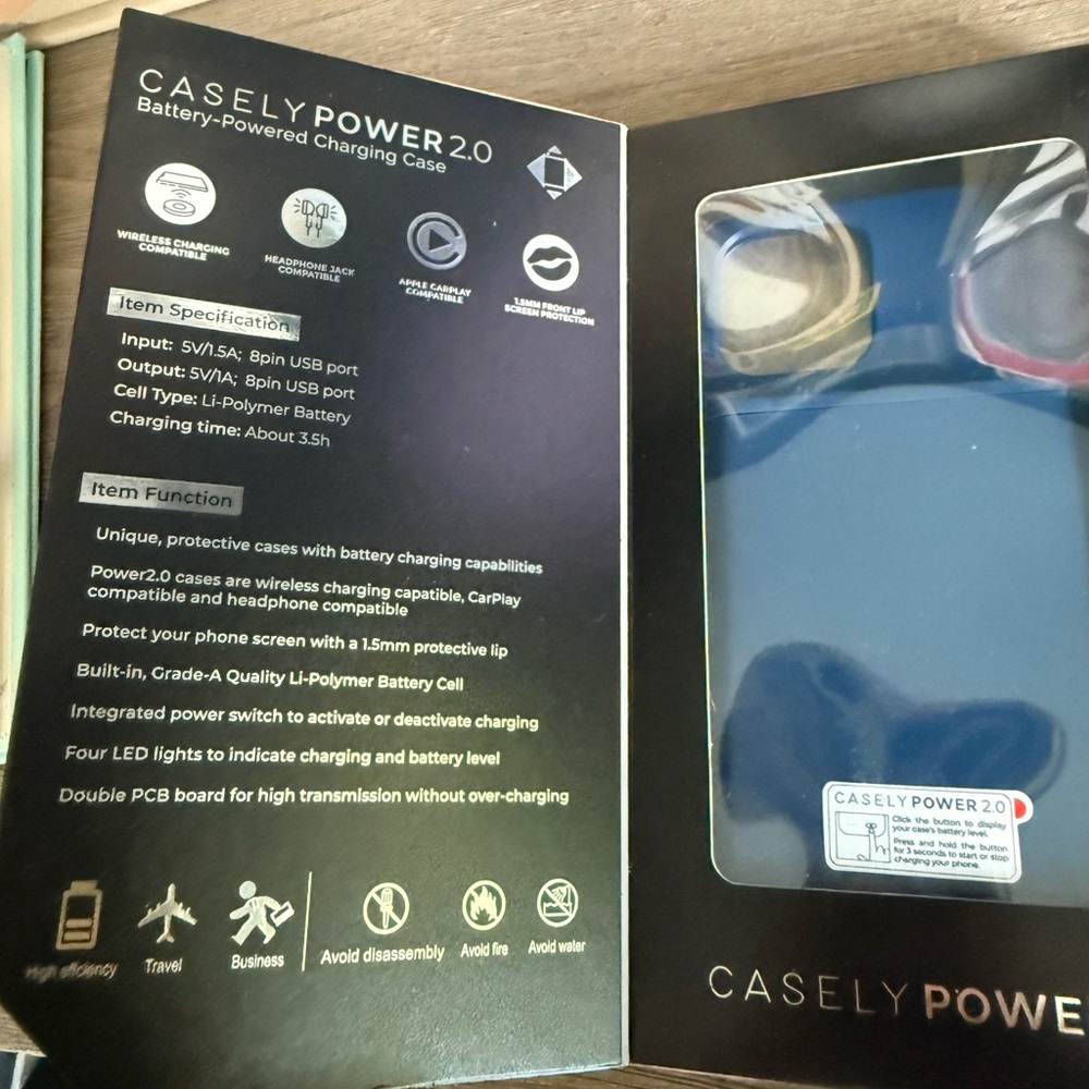 Casely Power 2.0 Blue Battery-Powered Charging Case for iPhone 12